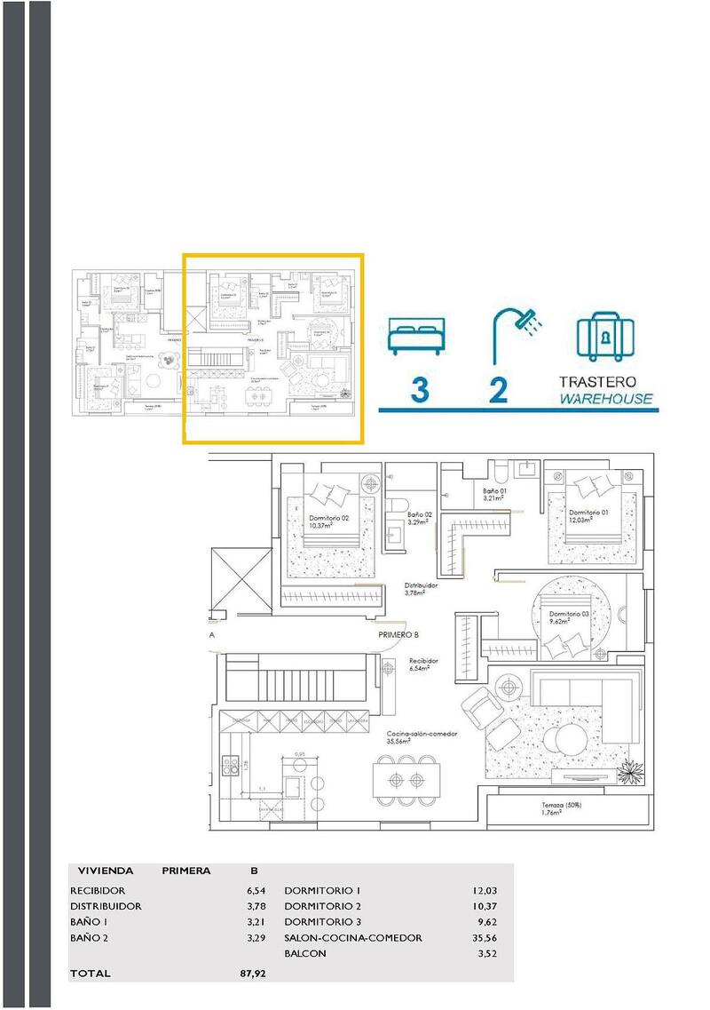 3 Schlafzimmer Appartement zu verkaufen