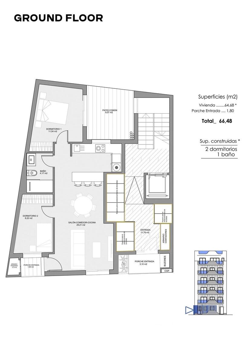 2 Cuarto Apartamento en venta