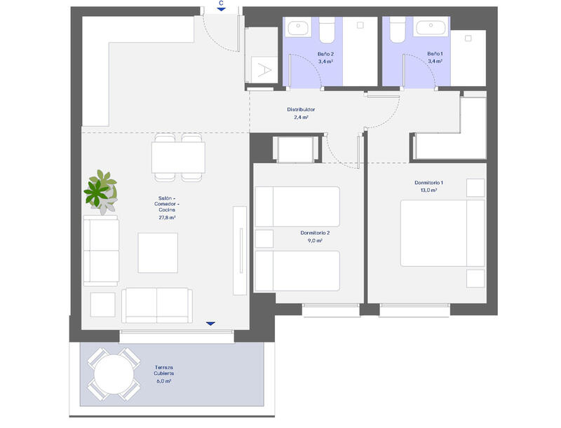 2 bedroom Apartment for sale