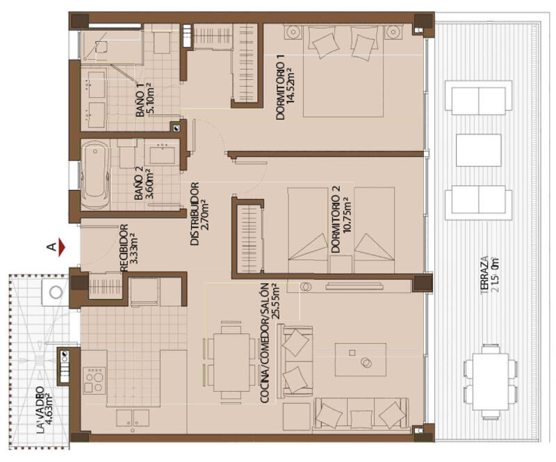 2 Cuarto Apartamento en venta