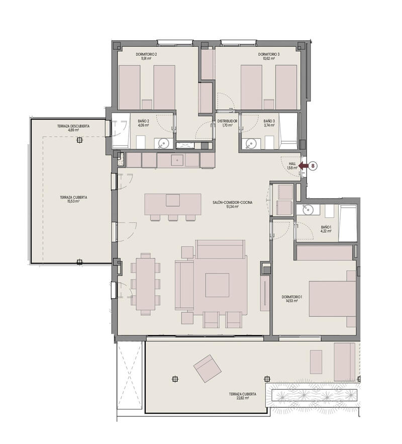 3 Schlafzimmer Appartement zu verkaufen