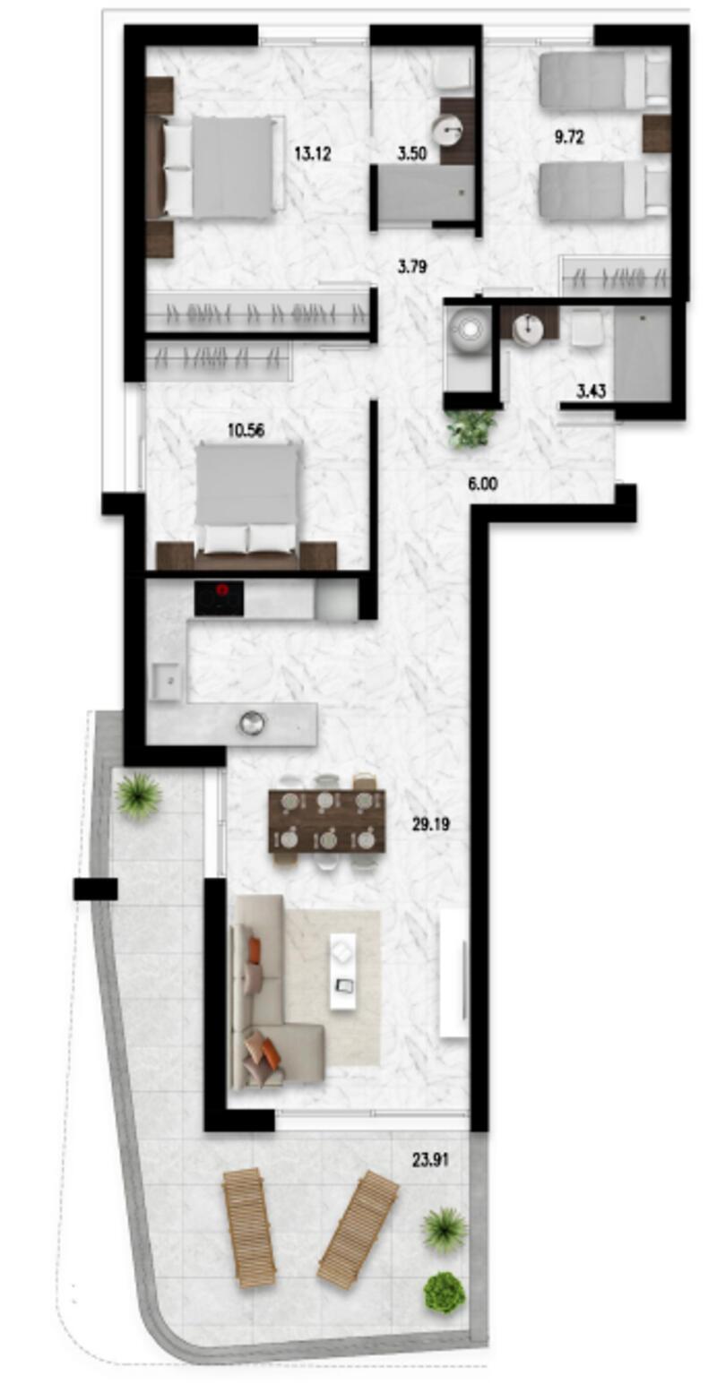 3 slaapkamer Appartement Te koop