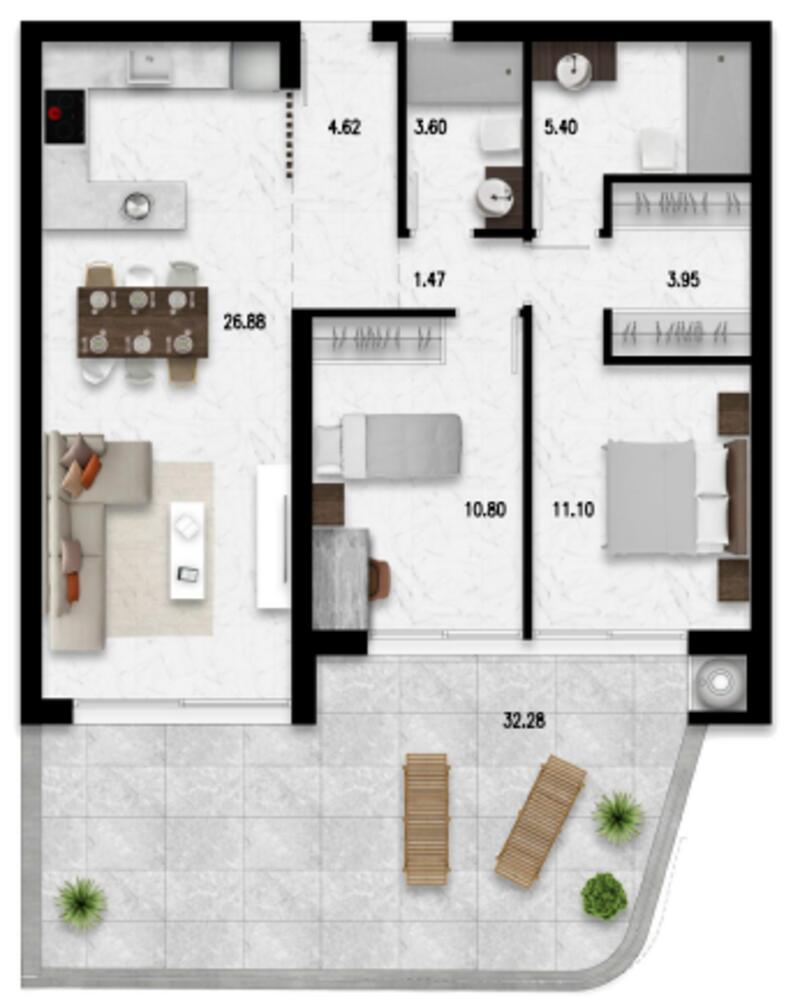 2 slaapkamer Appartement Te koop