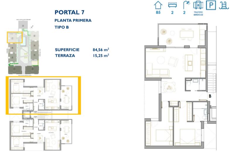 2 slaapkamer Appartement Te koop