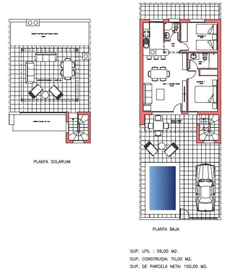 2 Cuarto Adosado en venta